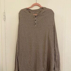 Apt. 9 Taupe Long Sleeve Henley Shirt